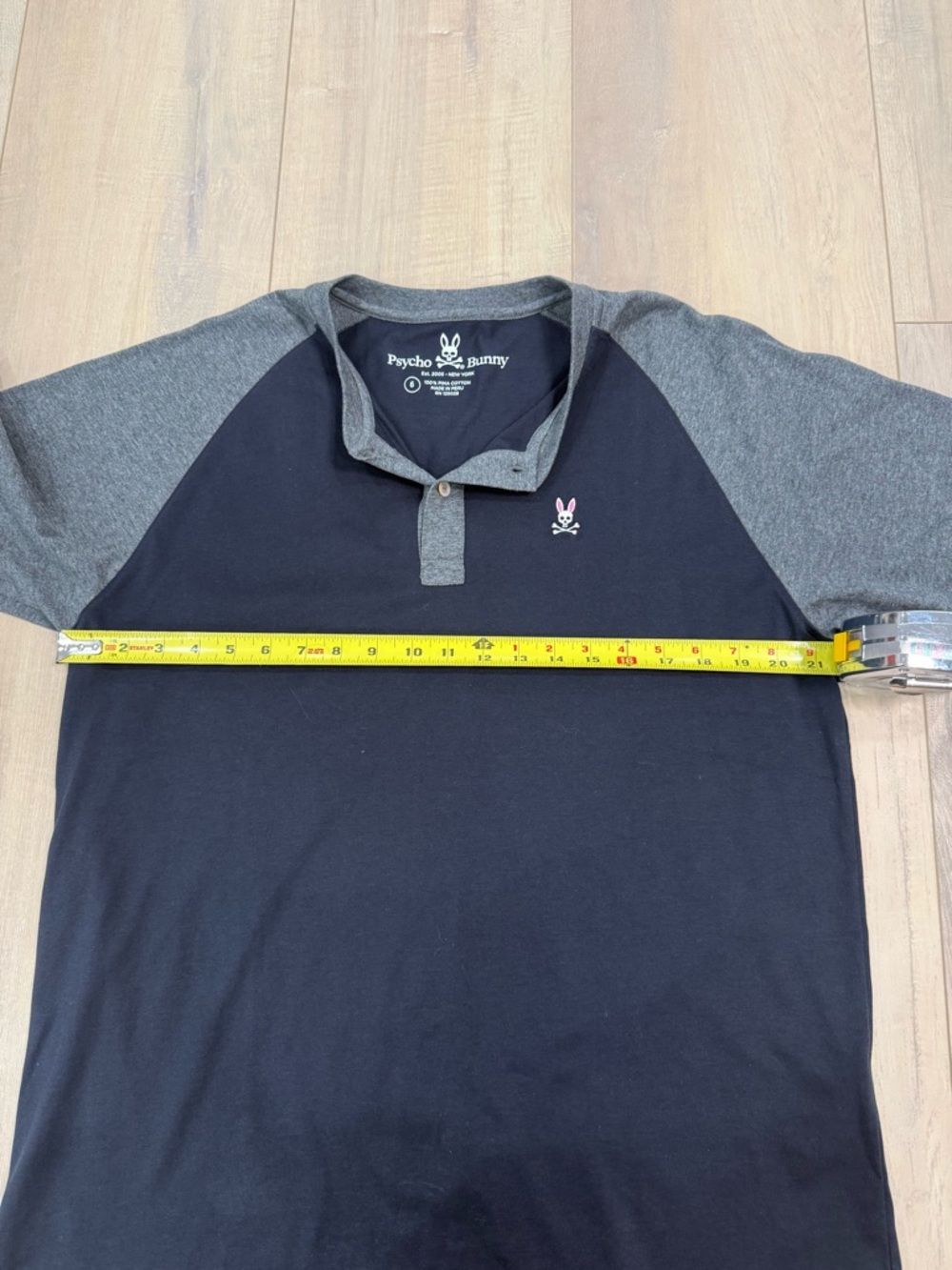 Psycho Bunny Blue & Gray Raglan Henley Shirt - Picture 4 of 4